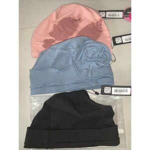 3 osvyo Cotton Chemo Hat Beanie Headwear One Size Pink Blue Black